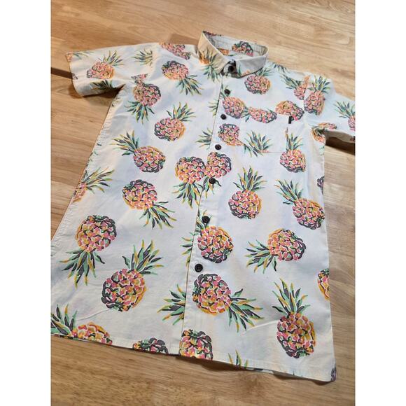 Rip Curl Pineapple Hawaiian Collared Button Up Short Sleeve Boy Small - Picture 5 of 7